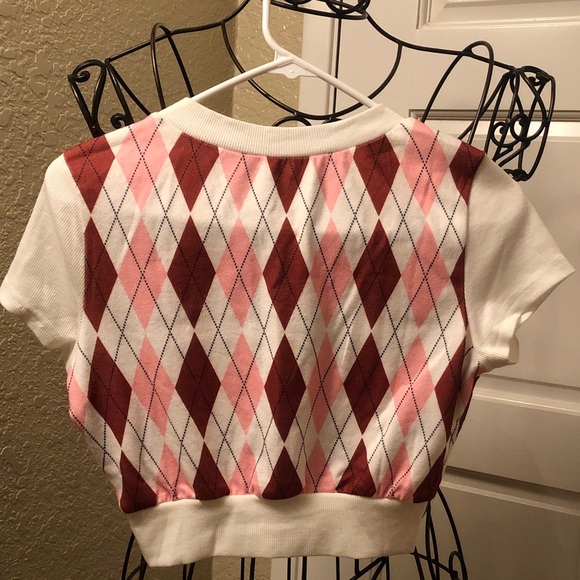 SHEIN Women’s/Girls Argyle Crop Tops (2) XS NWOT - Picture 5 of 6